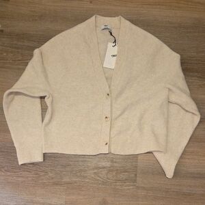 TNA Cream Lightweight Button-Front V-Neck Cardigan